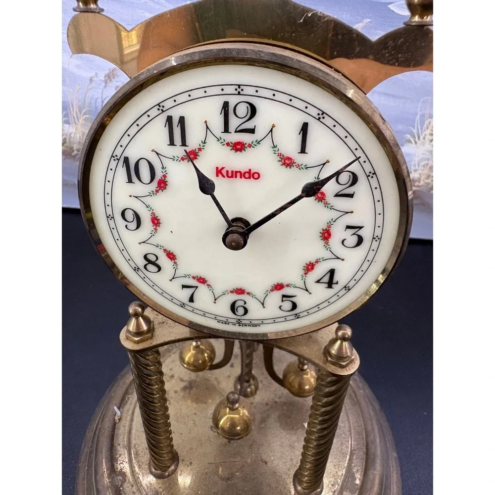 Vintage Kundo Brass 400 Day Anniversary Torsion Pendulum Clock Germany UNTESTED